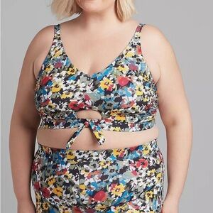 Cacique Dolphin Hem Swim Short Black Floral